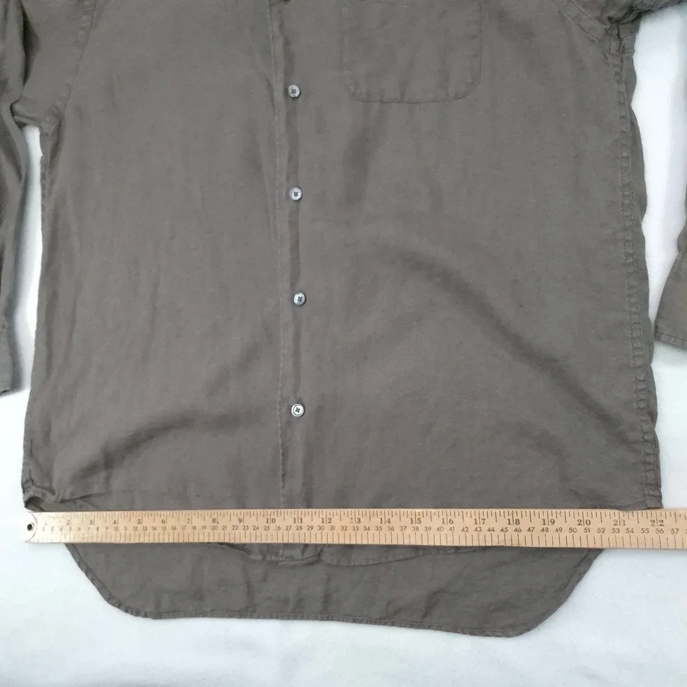 Banana Republic Shirt Irish Linen Brown Medium Mens Long Sleeve Coastal Safari M